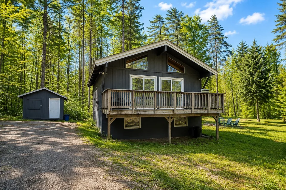 The chalet, surrounded by White Mountains woodland