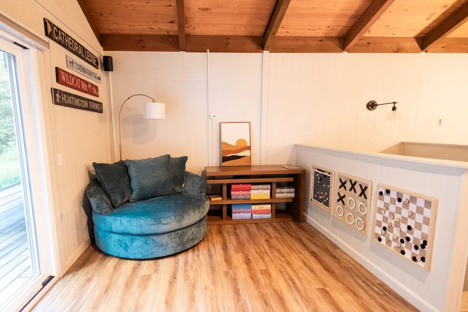 Reading nook, board games, and a flexible workspace
